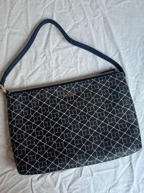 Twin-Set Navy Patterned Wristlet with Gold Logo